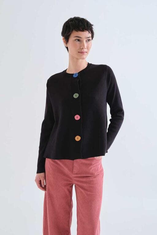 Compañía Fantástica_ Cardigan negra botones colores - Imagen 1