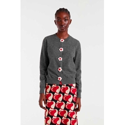 Compañía Fantástica_ Cárdigan punto fino con detalle floral gris - Imagen 1