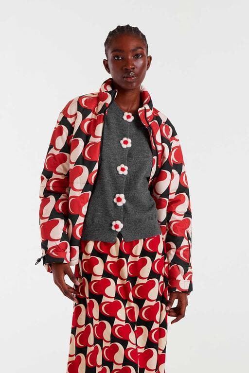 Compañía Fantástica_ Cárdigan punto fino con detalle floral gris - Imagen 5