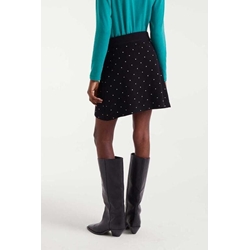 Compañía Fantástica_ Falda corta punto jacquard con estampado mini black - Imagen 2