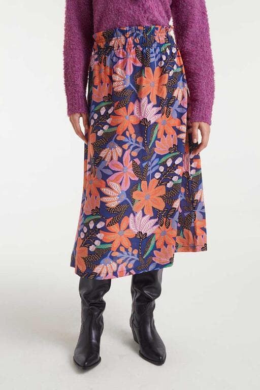 Compañía Fantástica_ Falda midi crepé ligero estampado Tigerlily - Imagen 1