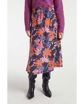 Compañía Fantástica_ Falda midi crepé ligero estampado Tigerlily - Imagen 1