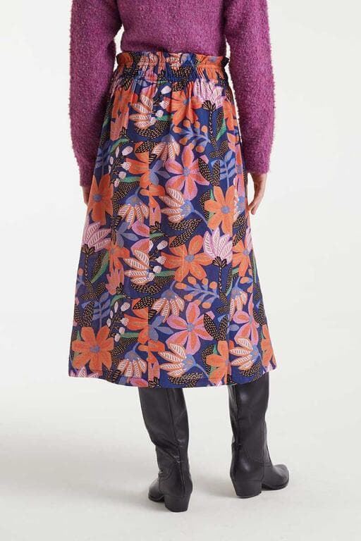 Compañía Fantástica_ Falda midi crepé ligero estampado Tigerlily - Imagen 2