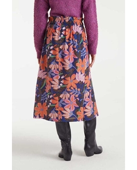 Compañía Fantástica_ Falda midi crepé ligero estampado Tigerlily - Imagen 2