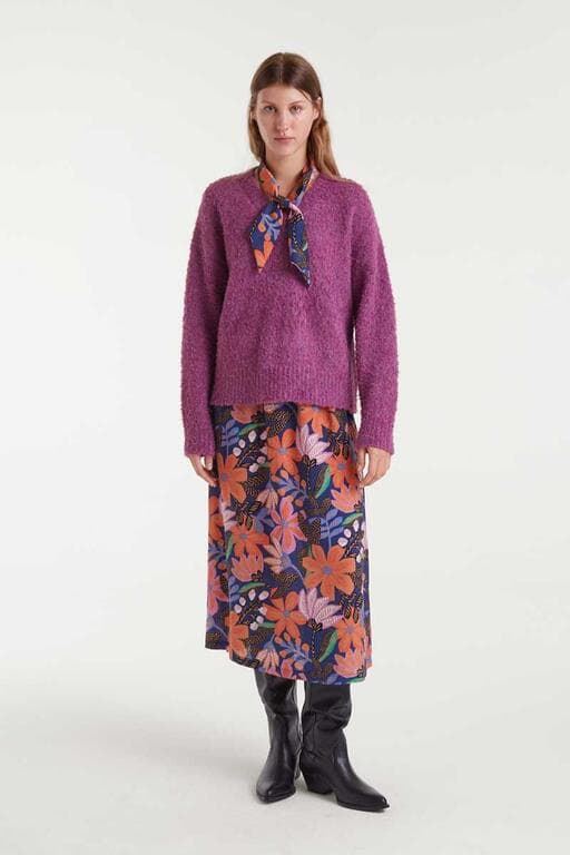 Compañía Fantástica_ Falda midi crepé ligero estampado Tigerlily - Imagen 4