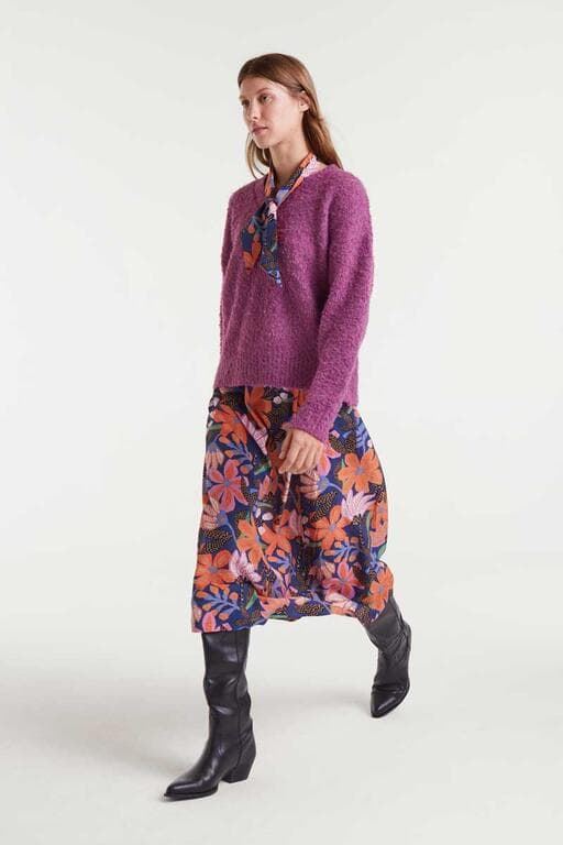 Compañía Fantástica_ Falda midi crepé ligero estampado Tigerlily - Imagen 5