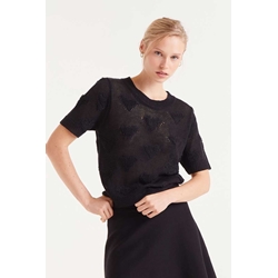 Compañía Fantástica_ Jersey de punto corazones negros - Imagen 1