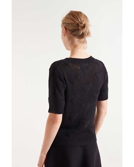 Compañía Fantástica_ Jersey de punto corazones negros - Imagen 2