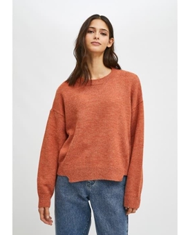 Compañía Fantástica_  Jersey de punto corte asimétrico naranja - Imagen 1