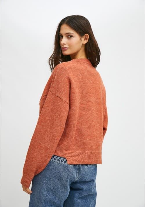 Compañía Fantástica_ Jersey de punto corte asimétrico naranja - Imagen 2