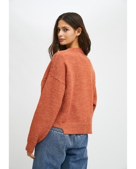 Compañía Fantástica_  Jersey de punto corte asimétrico naranja - Imagen 2