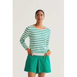 Compañía Fantástica_ Jersey de punto rayas verde/ blanco - Imagen 1