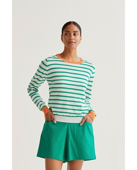 Compañía Fantástica_ Jersey de punto rayas verde/ blanco - Imagen 1