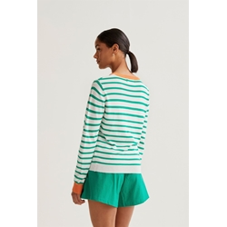 Compañía Fantástica_ Jersey de punto rayas verde/ blanco - Imagen 2