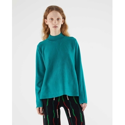 Compañía Fantástica_ Jersey evasé cuello alto verde - Imagen 1