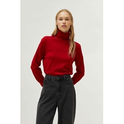 Compañía Fantástica_Jersey punto fino cuello alto rojo - Imagen 1