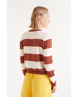 Compañía Fantástica_ Jersey punto fino rayas marrón - Imagen 2