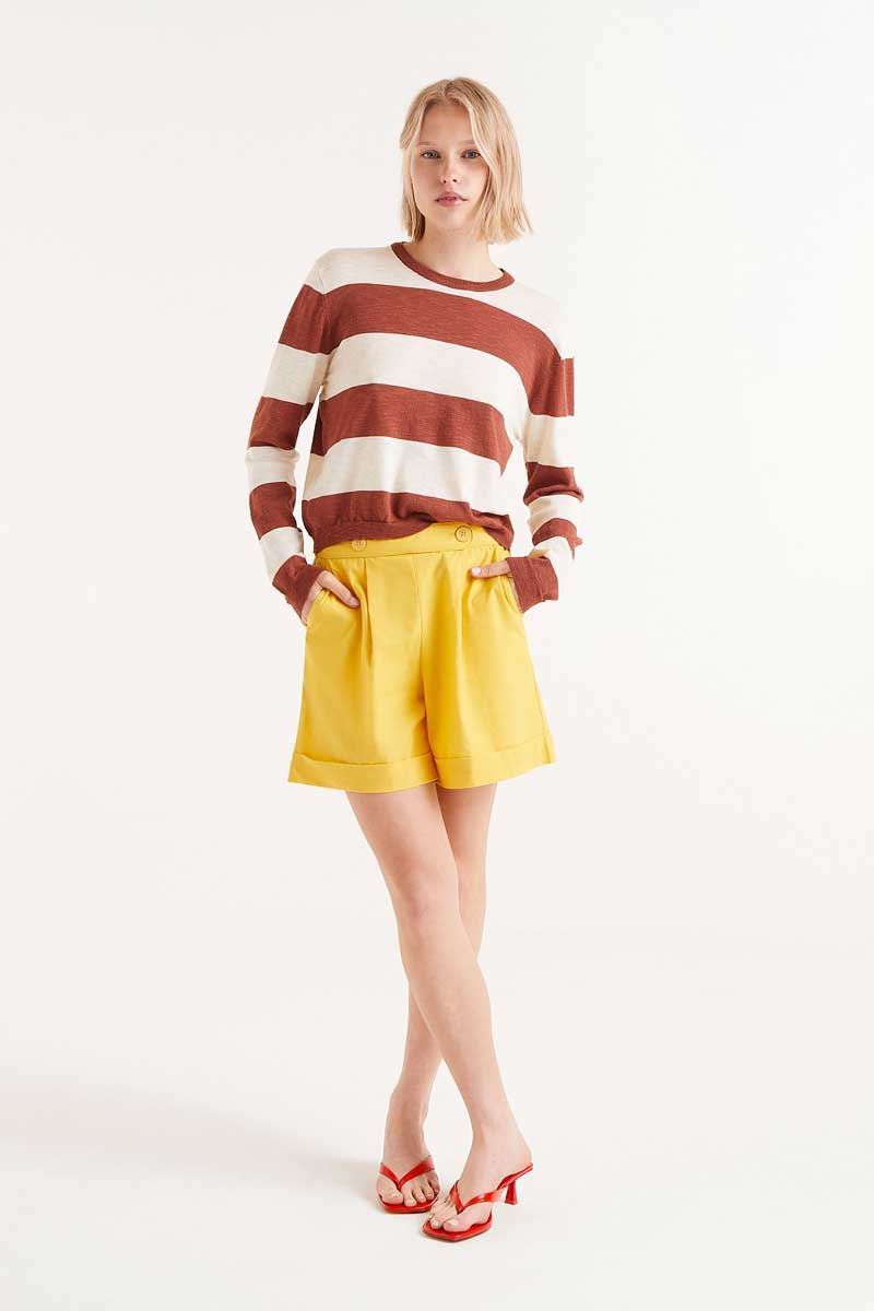 Compañía Fantástica_ Jersey punto fino rayas marrón - Imagen 3