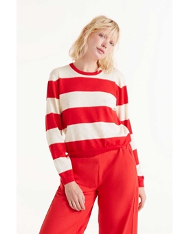 Compañía Fantástica_ Jersey punto fino rayas rojas - Imagen 1