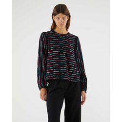 Compañía Fantástica_ Top rayas con manga abullonada - Imagen 1