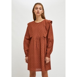 Compañía Fantástica_ Vestido babydoll corto troquelado marrón - Imagen 2