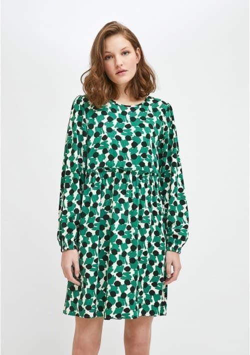 Compañía Fantástica_ Vestido babydoll estampado geométrico verde - Imagen 1