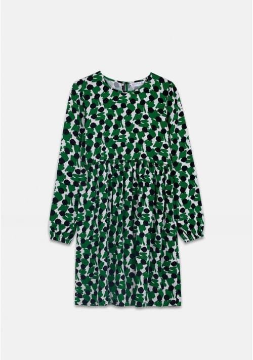 Compañía Fantástica_ Vestido babydoll estampado geométrico verde - Imagen 6