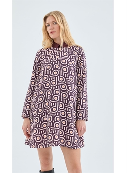 Compañía Fantástica_ Vestido corte evasé estampado geométrico - Imagen 1