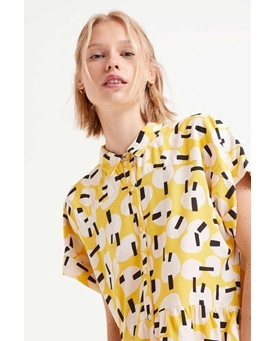 Compañía Fantástica_ Vestido corto camisero geométrico Onigiri - Imagen 2