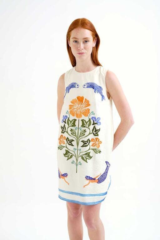 Compañía Fantástica_ Vestido corto con estampado Palm & Mermaid - Imagen 1