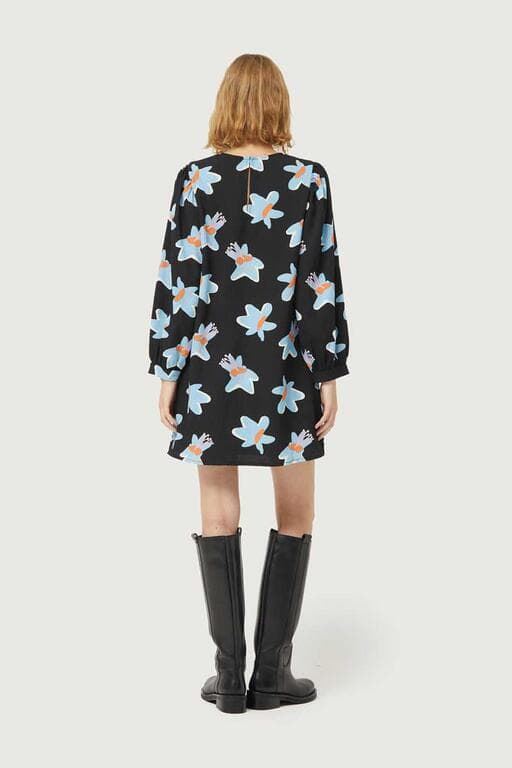 Compañía Fantástica_ Vestido corto estampado floral Calatea negro - Imagen 3