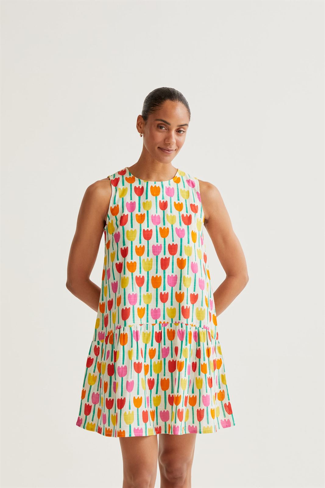 Compañía Fantástica_ Vestido corto estampado tulipanes - Imagen 1