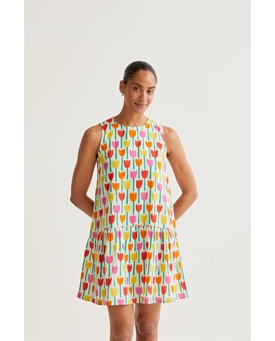 Compañía Fantástica_ Vestido corto estampado tulipanes - Imagen 1