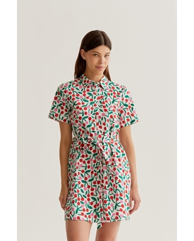 Compañía Fantástica_ Vestido estampado guinda - Imagen 1