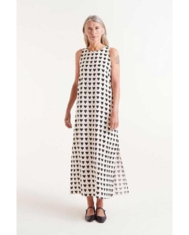 Compañía Fantástica_ Vestido largo con estampado de corazones - Imagen 1