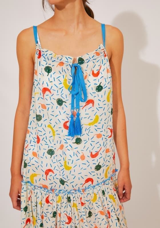 Compañía Fantástica_ Vestido largo estampado guindillas - Imagen 3