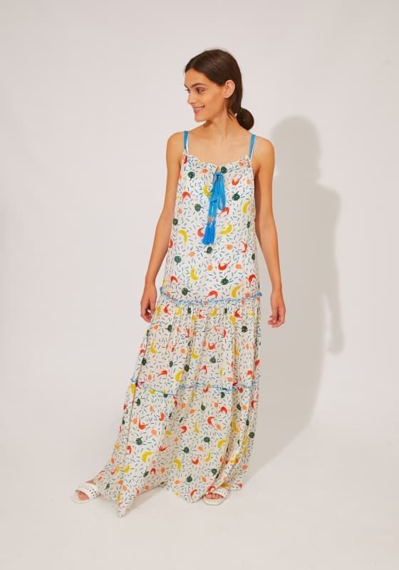 Compañía Fantástica_ Vestido largo estampado guindillas - Imagen 4