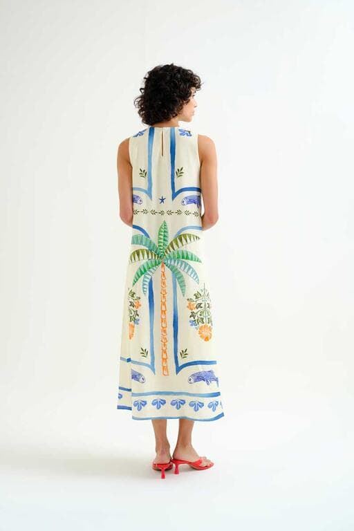 Compañía Fantástica_ Vestido largo estampado Palm & Mermaid - Imagen 2