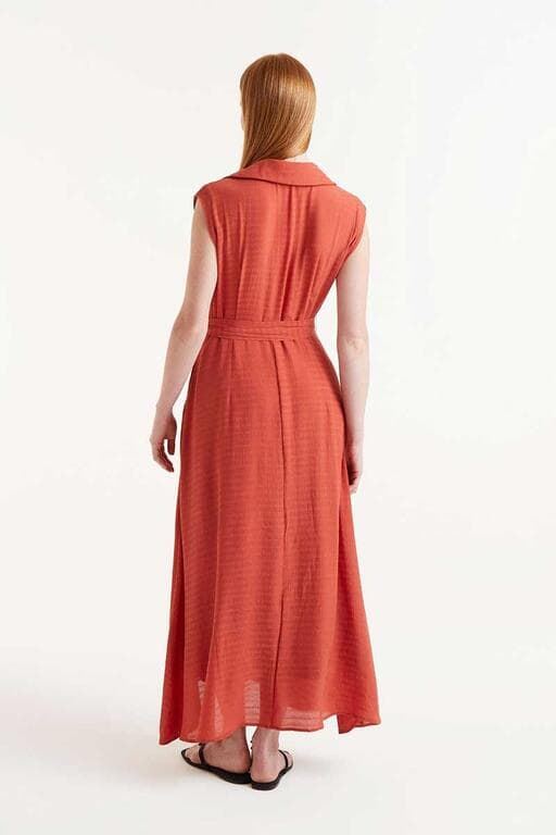 Compañía Fantástica_ Vestido largo fluido naranja - Imagen 3