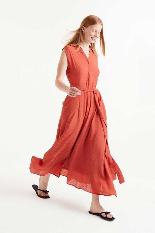 Compañía Fantástica_ Vestido largo fluido naranja - Imagen 4