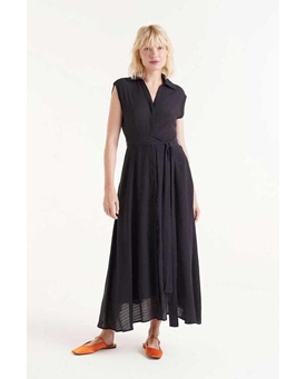 Compañía Fantástica_ Vestido largo fluido negro - Imagen 1