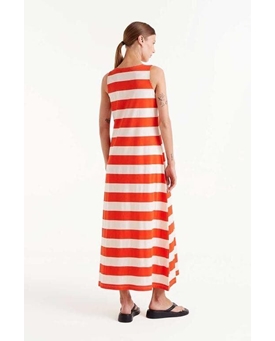 Compañía Fantástica_ Vestido largo rayas rojas - Imagen 2