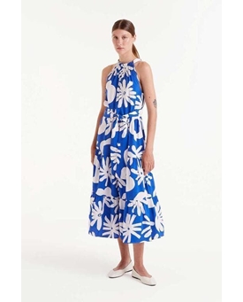 Compañía Fantástica_ Vestido midi estampado floral bluet blue - Imagen 1