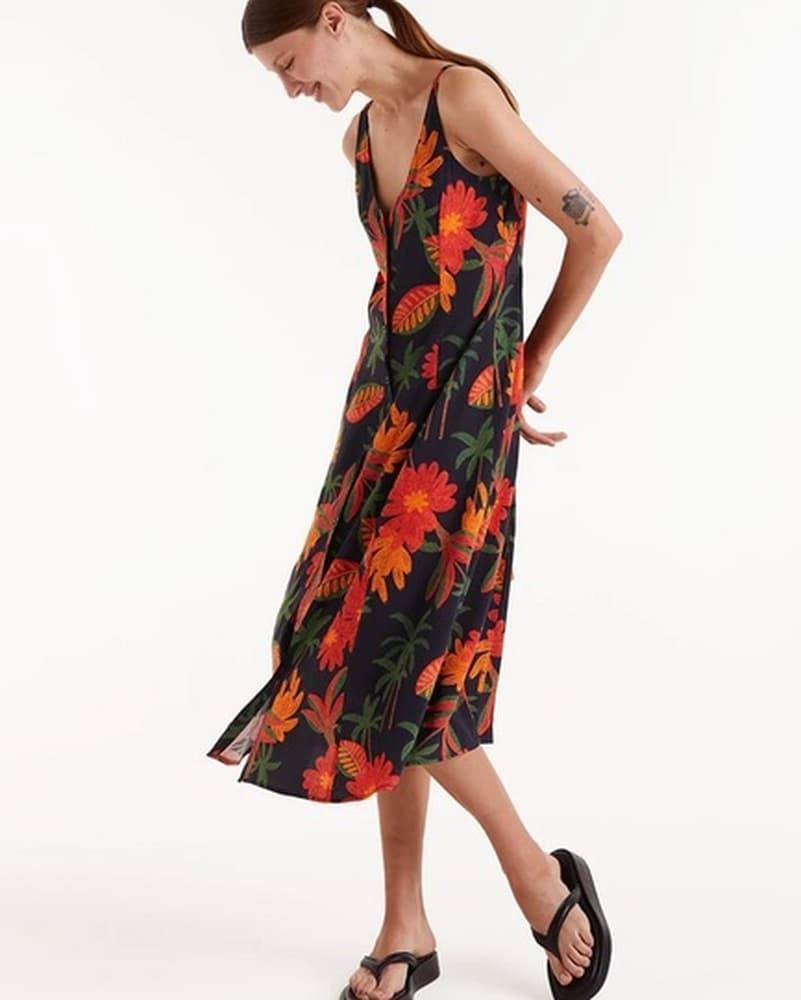 Compañía Fantástica_ Vestido midi estampado floral Famara - Imagen 4