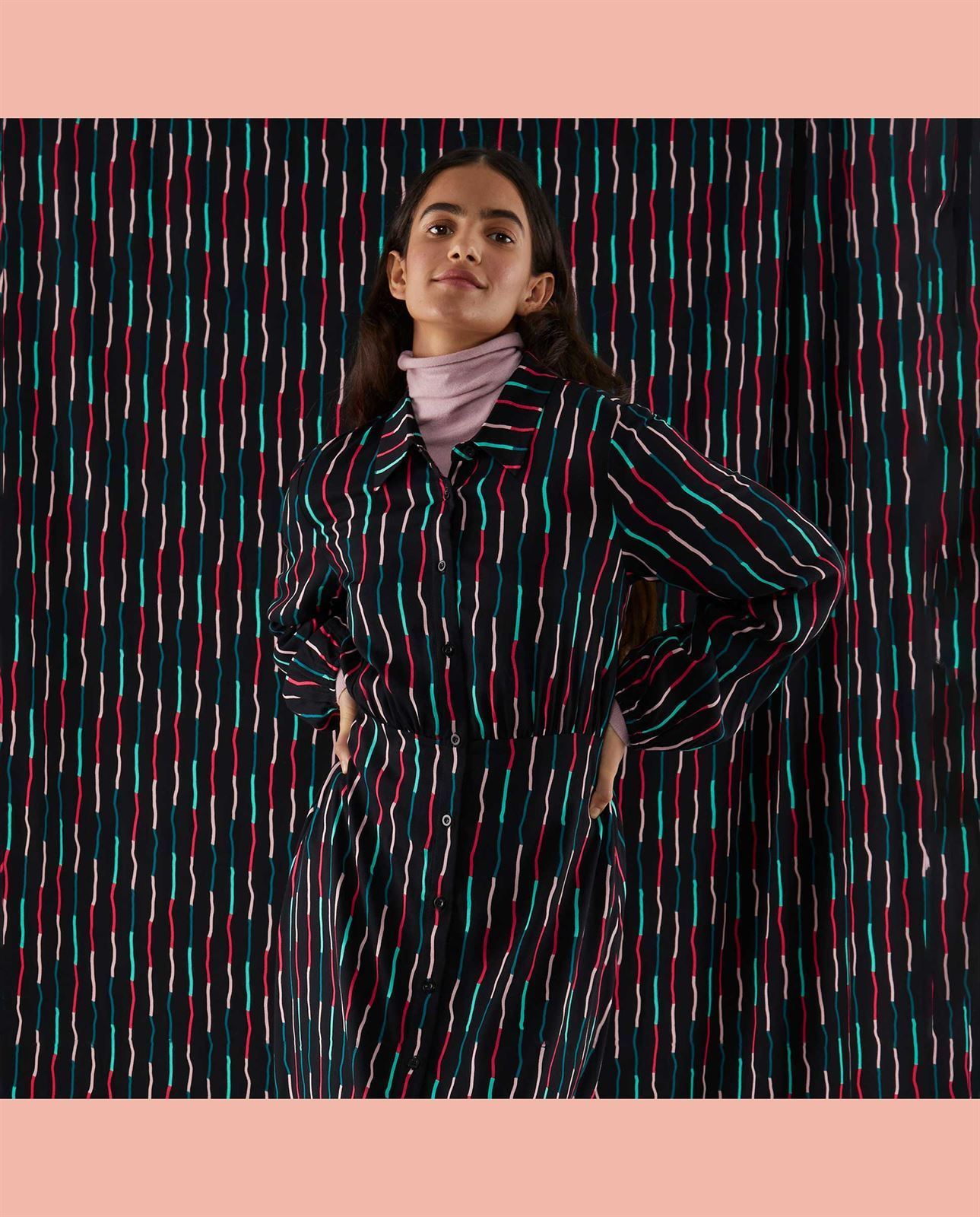 Compañía Fantástica_ Vestido midi estampado rayas - Imagen 5