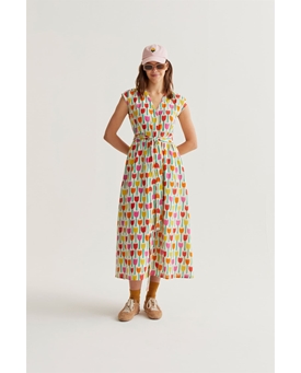 Compañía Fantástica_ Vestido midi estampado tulipanes - Imagen 1