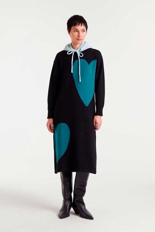 Compañía Fantástica_ Vestido midi jacquard con estampado Super Green Heart - Imagen 1