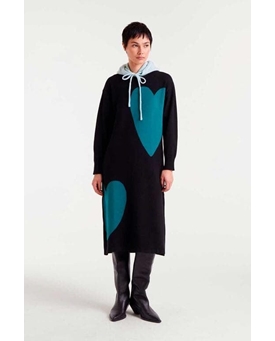 Compañía Fantástica_ Vestido midi jacquard con estampado Super Green Heart - Imagen 1