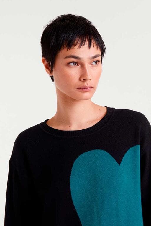 Compañía Fantástica_ Vestido midi jacquard con estampado Super Green Heart - Imagen 3