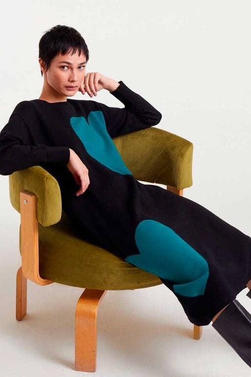 Compañía Fantástica_ Vestido midi jacquard con estampado Super Green Heart - Imagen 4